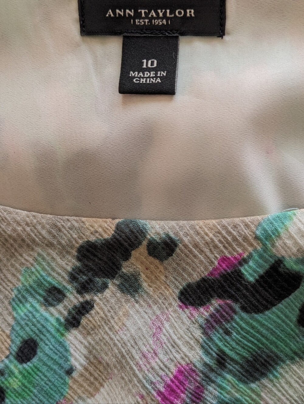 Ann Taylor Abstract Print Midi Dress in Teal, Mint & Pink - Picture 3 of 7